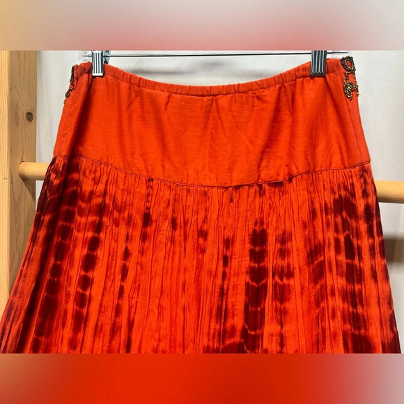 SOFT SURROUNDINGS Orange tie dye embellished waist maxi skirt size S. - Picture 6 of 11